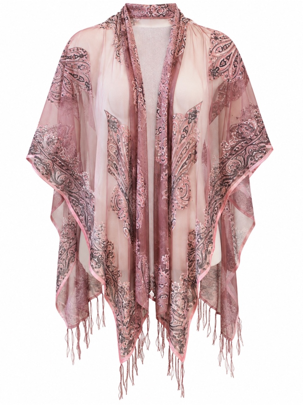 SO Women's Sheer Pink Paisley Poncho